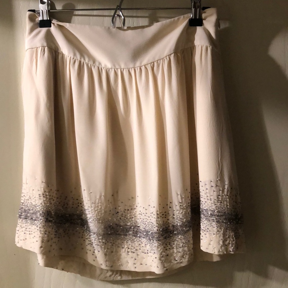Club Monaco Cream Embellished Mini Skirt